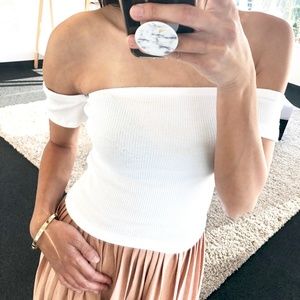 🔵MISH White Ribbed Crop Top